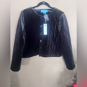 Draper James Black Velvet Teddy Jacket
